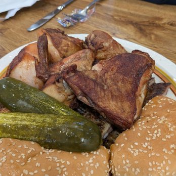 Barney's Hickory Pit - Chicken combo - ribs are underneath - Barbeque Near Me - Concord, California