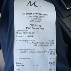 Mi Casa Restaurant - Random charges and different prices from what's on the actual menu.