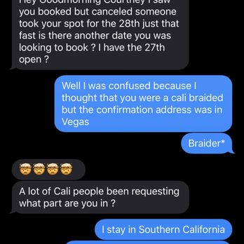 Cozmo Diva - Text messages when she noticed I cancelled my appointment - Hair Extensions Near Me - Las Vegas, Nevada Cozmo Diva - Text messages when she noticed I cancelled my appointment - Hair Extensions Near Me - Las Vegas, Nevada