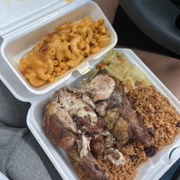 a meal in a styrofoam container