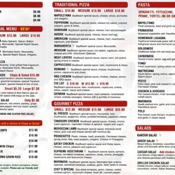 Bay Beach Pizza & Pasta - Menu (as of Aug 2016)
