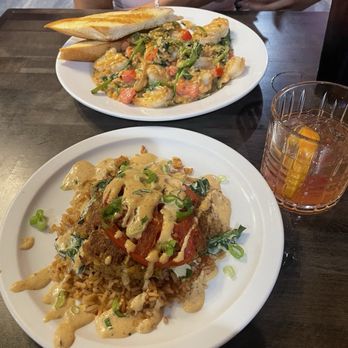 Underground Tap & Grille - Crab cake with dirty rice and shrimp with dirty rice. Both were delicious. - Tapas Bars Near Me - Dahlonega, Georgia