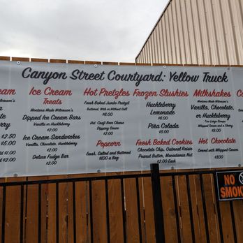 Canyon Street Courtyard - Menu - Ice Cream & Frozen Yogurt Near Me - West Yellowstone, Montana Canyon Street Courtyard - Menu - Ice Cream & Frozen Yogurt Near Me - West Yellowstone, Montana