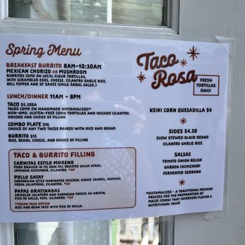 Taco Rosa - Menu - Tacos Near Me - Kamuela, Hawaii