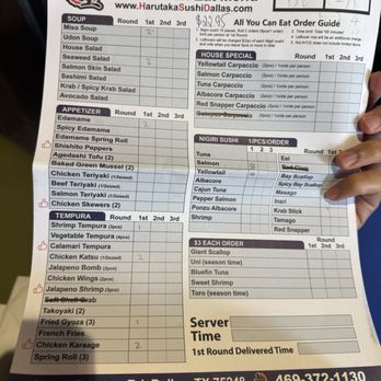 Harutaka Sushi - All you can eat menu - Sushi Bars Near Me - Dallas, Texas Harutaka Sushi - All you can eat menu - Sushi Bars Near Me - Dallas, Texas