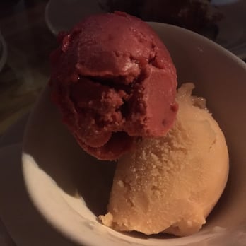 Fete - top: lychee-rosewater-raspberry sorbet. bottom: guava prosecco sorbet - New American Near Me - Honolulu, Hawaii Fete - top: lychee-rosewater-raspberry sorbet. bottom: guava prosecco sorbet - New American Near Me - Honolulu, Hawaii