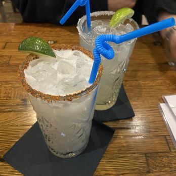 Lucy's American Tavern - Coconut marg with tahin rim and classic marg. - New American Near Me - Dorchester, Massachusetts