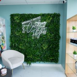 Naturally White  - Front waiting area with our green wall for pic and content and our retail products