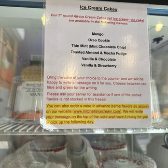 Mitchells Ice Cream - Ice cream cake menu - Ice Cream & Frozen Yogurt Near Me - San Francisco, California