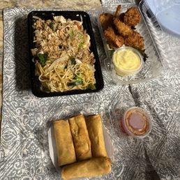 Chicken Chow Mein chicken Fried Rice 4 Pieces Egg Roll and coconut shrimp Chicken Chow Mein chicken Fried Rice 4 Pieces Egg Roll and coconut shrimp