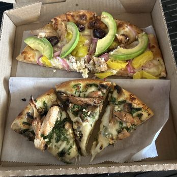 Euro Cafe - Top is the Grecian avocado, and the bottom pizza is the chicken Alfredo - Pizza Near Me - Fountain Hills, Arizona Euro Cafe - Top is the Grecian avocado, and the bottom pizza is the chicken Alfredo - Pizza Near Me - Fountain Hills, Arizona