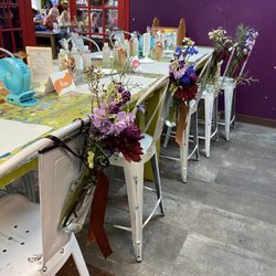 Pottery by You - The set up! We added flowers.