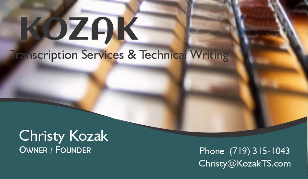 KOZAK TRANSCRIPTION SERVICES & TECHNICAL WRITING Updated June 2024