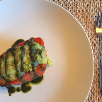 Chef Josh - Red pepper stuffed with peas and potato mash - Personal Chefs Near Me - Portland, Oregon Chef Josh - Red pepper stuffed with peas and potato mash - Personal Chefs Near Me - Portland, Oregon