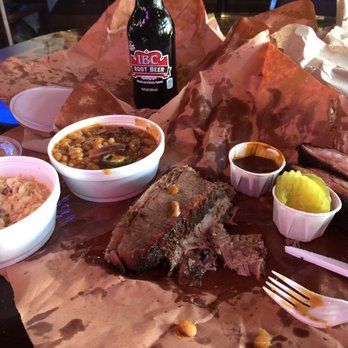 Lockhart Smokehouse - Brisket, beans, slaw and root beer - Barbeque Near Me - Plano, Texas