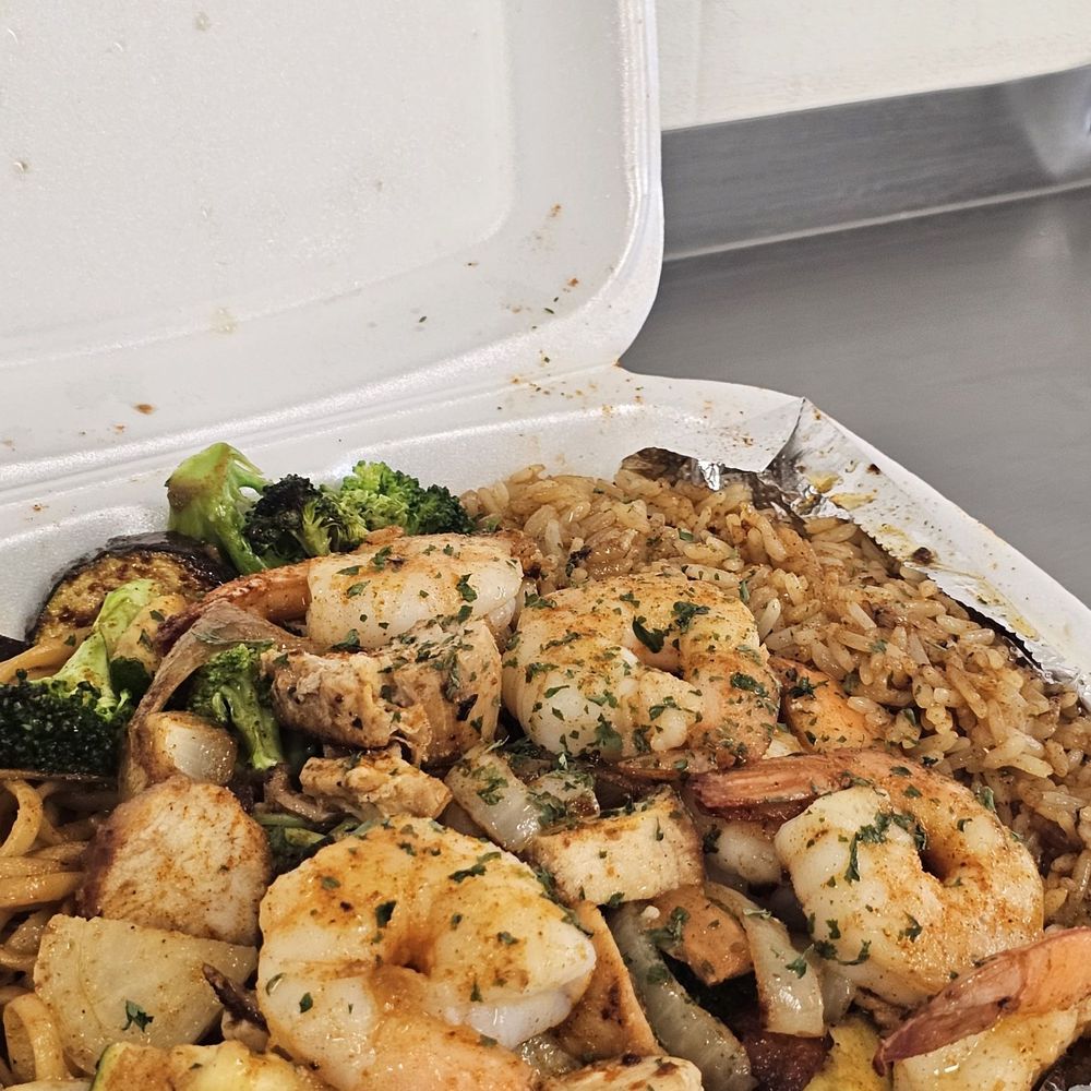 Burp Restaurant and Catering - Chicken & shrimp noodle and rice plate - Caterers Near Me - Chicago, Illinois Burp Restaurant and Catering - Chicken & shrimp noodle and rice plate - Caterers Near Me - Chicago, Illinois