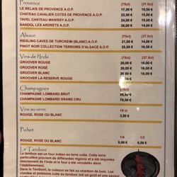 Menu as of August, 2019