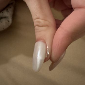 Bella Nails - Sloppy painted manicure with an improperly filed nail - Nail Salons Near Me - La Quinta, California