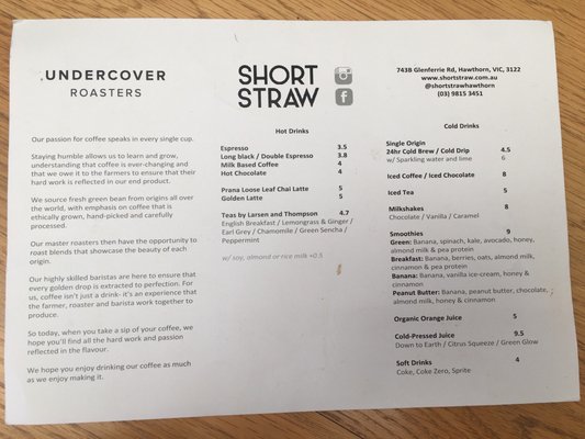 Menu photo 4 Short Straw Hawthorn, VIC