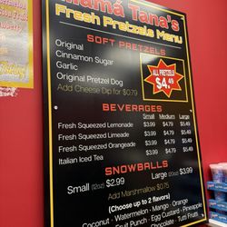 Mamá Tana’s Fresh Pretzels - The menu November 2024