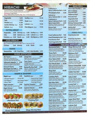 Menu photo 8 Takara Japanese Restaurant Fort Worth, TX