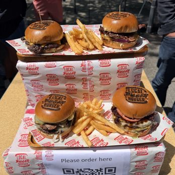 Local Bigger Burger - Burger display of the actual burgers and yes the bun has that stamp on it - Burgers Near Me - Seattle, Washington Local Bigger Burger - Burger display of the actual burgers and yes the bun has that stamp on it - Burgers Near Me - Seattle, Washington