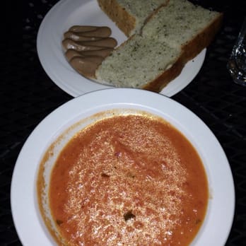 Rocking V Cafe - Tomato basil soup and bread and balsamic sauce. - New American Near Me - Kanab, Utah Rocking V Cafe - Tomato basil soup and bread and balsamic sauce. - New American Near Me - Kanab, Utah