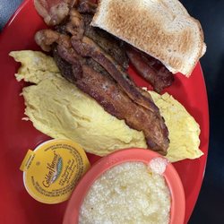 Breakfast special with bacon and sausage