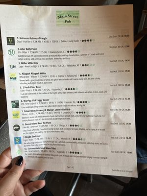 Menu photo 6 Main Street Pub Glen Ellyn, IL Menu photo 6 Main Street Pub Glen Ellyn, IL