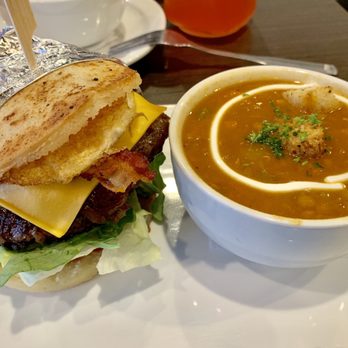 OBRA HandBakery - Finally got to the Kobe Burger. OPEN WIDE, don't miss one ingredient in your bite! Awesome! Lentil soup is yum too! - Latin American Near Me - Long Beach, California OBRA HandBakery - Finally got to the Kobe Burger. OPEN WIDE, don't miss one ingredient in your bite! Awesome! Lentil soup is yum too! - Latin American Near Me - Long Beach, California
