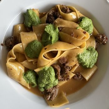 Pescadou - Lamb Merguez Pappardelle - French Near Me - Newport, Rhode Island Pescadou - Lamb Merguez Pappardelle - French Near Me - Newport, Rhode Island
