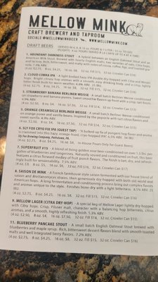 Menu photo 1 Mellow Mink Brewing Mechanicsburg, PA Menu photo 1 Mellow Mink Brewing Mechanicsburg, PA