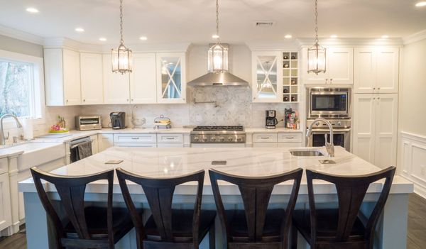 White Marble Kitchen Remodel - As general contractors, one would be hard-pressed to find a team so diverse yet so well balanced in age and experience. Both Sal and John come from generations of hard-working construction oriented families who worked building downtown New York City, The WorldTrade Center and the New York Mets Citi Field. Their current team has over 50 years of combined work experience in the business. Craftsmanship is the forte of this team but never discount their design talents White Marble Kitchen Remodel - As general contractors, one would be hard-pressed to find a team so diverse yet so well balanced in age and experience. Both Sal and John come from generations of hard-working construction oriented families who worked building downtown New York City, The WorldTrade Center and the New York Mets Citi Field. Their current team has over 50 years of combined work experience in the business. Craftsmanship is the forte of this team but never discount their design talents