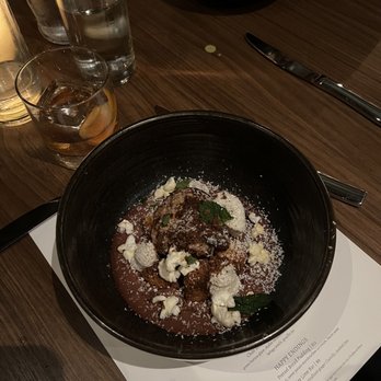Aftermath - Foie Gras in chocolate cinnamon purée with popcorn and creme fraiche - New American Near Me - Phoenix, Arizona Aftermath - Foie Gras in chocolate cinnamon purée with popcorn and creme fraiche - New American Near Me - Phoenix, Arizona