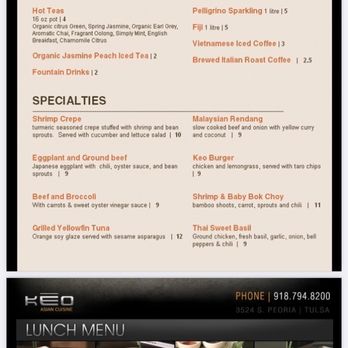 KEO Restaurant - Lunch menu - Asian Fusion Near Me - Tulsa, Oklahoma