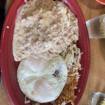 Geraldine's Counter - Biscuits and Gravy with eggs and hashbrowns - American Near Me - Seattle, Washington