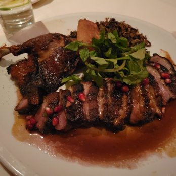 Scampo - Duck with pomegranate, peace, and wild rice - Italian Near Me - Boston, Massachusetts Scampo - Duck with pomegranate, peace, and wild rice - Italian Near Me - Boston, Massachusetts