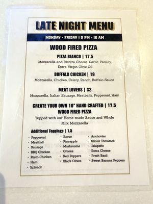 Menu photo 2 18 Degrees Scottsdale, AZ