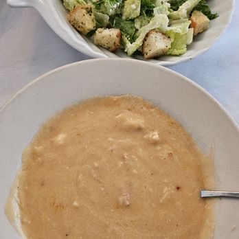 Anchor Down Dockside - Lobster Bisque & Caesar Salad - Seafood Near Me - Seaford, New York