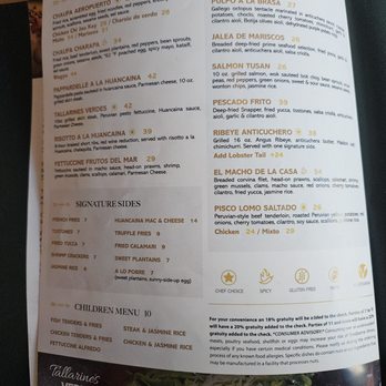 Pisco Peruvian Gastrobar - Food menu 3/3 - Peruvian Near Me - Orlando, Florida
