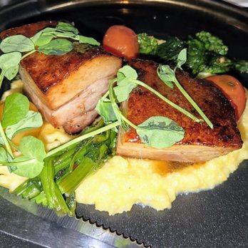Vernon's Cafe - Hot Honey Pork Belly over Polenta - Italian Near Me - Niles, Ohio