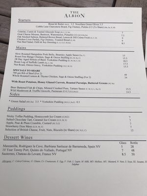 Menu photo 3 The Albion London, XGL