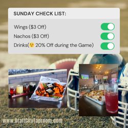 Draft City Self-Pour Taproom and Eatery - Sunday Game Special