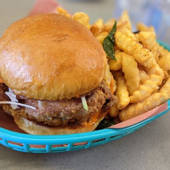 Potluck Hawker Eatery - Salted egg yolk fried chicken sando - Indonesian Near Me - Vancouver, British Columbia Potluck Hawker Eatery - Salted egg yolk fried chicken sando - Indonesian Near Me - Vancouver, British Columbia