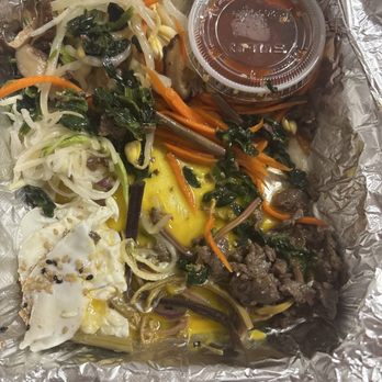 Korea House Restaurant - beef bulgogi, fried egg, white rice, and veggies - Korean Near Me - El Paso, Texas