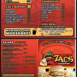 Zac's Hamburgers - Full, updated menu for all locations