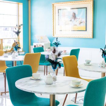 Joseph's Tea Bar - blue and yellow chairs - Coffee & Tea Near Me - Dunedin, Florida