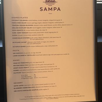 Sampa - Menu as of 02/14/2026 - Asian Fusion Near Me - Los Angeles, California