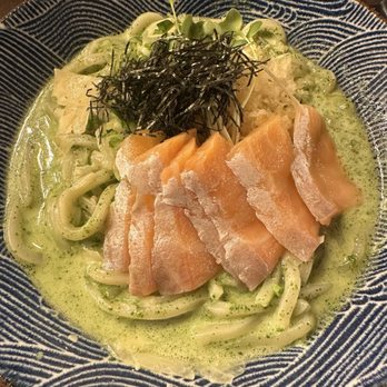 Udon Mugizo - Mountain View - Spinach cream with salmon. - Japanese Near Me - Mountain View, California