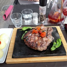 Bone-in Ribeyes with mashed potatoes Bone-in Ribeyes with mashed potatoes